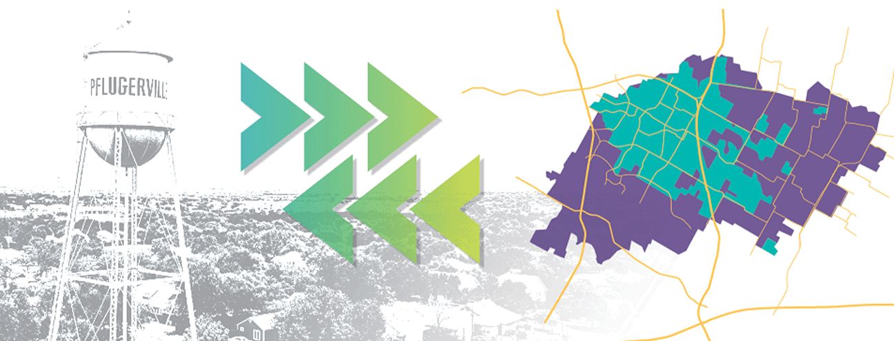A city map featuring streets and landmarks, with a water tower visible in the background.