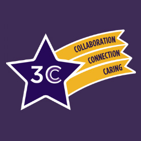 3Cs logo with words Collaboration, Connection, and Caring
