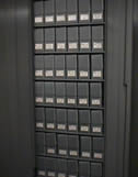 Folder boxes on racks.
