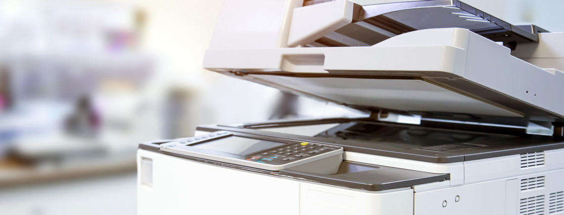 Copier printer, Close up the photocopier or photocopy machine office equipment workplace for scanner or scanning document and printing or copy paper duplicate and Xerox